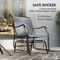 Outsunny Glider Rocking Chair & Table Set 2 Single Seaters Rocker Garden Swing Chair Patio Furniture Bistro Set Grey - 6