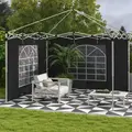Outsunny Gazebo Side Panels, 2 Pack Sides Replacement, for 3x3(m) or 3x6m Pop Up Gazebo, with Windows and Doors, Black - 2