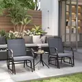 Outsunny Glider Rocking Chair & Table Set 2 Single Seaters Rocker Garden Swing Chair Patio Furniture Bistro Set Grey - 2