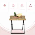 Outsunny Garden Small Folding Square Rattan Coffee Table Bistro Balcony Outdoor Wicker Weave Side Table 40Hx40Lx40Wcm, Natural - 5