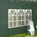 Outsunny Gazebo Side Panels, Sides Replacement with Window for 3x3(m) or 3x4m Pop Up Gazebo, 2 Pack, Green - 9