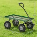 Outsunny Garden Trolley Cart, Heavy Duty Garden Cart with Metal Frame, 10" Pneumatic Wheels, Rotating Handle, 150kg Capacity, for Garden, Farm, Green - 3