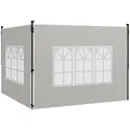 Outsunny Gazebo Side Panels, Sides Replacement with Window for 3x3(m) or 3x6m Gazebo Canopy, 2 Pack, White - 1