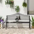 Outsunny Metal Bench W/Table,  150Lx53Wx95H cm - 2