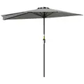 Outsunny Half Round Parasol Umbrella - Light Grey - 1