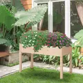 Outsunny Garden Wooden Planters， Non-Woven Fabric, Rectangular Raised Bed,Fir Wood，Indoor/Outdoor, 122.5Lx56.5Wx76H cm - 2