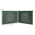 Outsunny Gazebo Side Panels, 2 Pack Sides Replacement, for 3x3(m) or 3x6m Pop Up Gazebo, with Windows and Doors, Green - 3