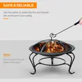 Outsunny Metal Firepit Bowl Outdoor Round Fire Pit w/ Lid, Log Grate, Poker for Backyard, Camping, BBQ, Bonfire, Wood Burning Stove, 56 x 56 x 45cm, Black - 5