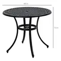 Outsunny Φ90cm Four-Seated Round Aluminium Garden Table, with Parasol Hole - 3