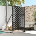 Outsunny Metal Decorative Privacy Screen Outdoor Divider, Black Grid - 7