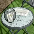 Outsunny Φ45cm Garden Side Table, Outdoor Round Folding Patio Table with Imitation Marble Glass Top, Small Coffee Table, White - 8