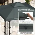 Outsunny Gazebo Roof Replacement, for 3 x 3(m) Frames - Grey - 5