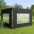 Outsunny Gazebo Side Panels, Sides Replacement with Window for 3x3(m) or 3x4m Pop Up Gazebo, 2 Pack, Black - 9