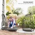 Outsunny Hanging Egg Chair, Foldable Rattan Garden Swing Chair with Installation Kit, Thickened Cushion and Headrest, Indoor Outdoor Hanging Egg Basket Seat for Patio, Porch, Dark Grey - 6