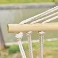 Outsunny Hanging Hammock Chair Swing Chair Thick Rope Frame Safe Wide Seat Indoor Outdoor Home, Patio, Yard, Garde Spot Stylish Multi-Color Stripe - 9