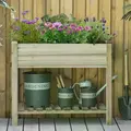 Outsunny Garden Wooden Planters， Raised Garden Bed with Legs and Storage Shelf Elevated Wooden Planter Box - 2