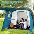 Outsunny Inflatable 3-4 Man Tunnel Tent w/ Air Pump, Living Area & Vestibule, Waterproof Family Camping Air Tent w/ Sewn In Groundsheet & Removable Footprint for Camping, Hiking, Blue - 5