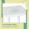Outsunny Garden Side Table Plastic Outdoor Square Coffee End Table for Drink Snack, White - 4