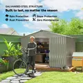 Outsunny Garden Storage Shed, Metal Outdoor Storage Shed House with Foundation Kit, Ventilation, Doors, 9 x 6FT, Grey - 5