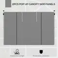 Outsunny Gazebo Side Panels, 2 Pack Sides Replacement, for 3x3(m) or 3x6m Pop Up Gazebo, with Windows and Doors, Light Grey - 4
