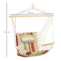Outsunny Hanging Hammock Chair Swing Chair Thick Rope Frame Safe Wide Seat Indoor Outdoor Home, Patio, Yard, Garde Spot Stylish Multi-Color Stripe - 3