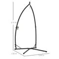 Outsunny Hammock Chair Stand Only, Hanging Chair Stand with X-Shape Base, Heavy Duty Steel Single Hammock Egg Swing Frame for Indoor Outdoor, 150 KG Load Capacity Black - 3