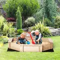 Outsunny Kids Wooden Sand Pit Children Sandbox with Cover Outdoor Playset for Backyard for 3-8 years 139.5 x 139.5 x 21.5 cm - 2