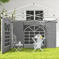 Outsunny Gazebo Side Panels, 2 Pack Sides Replacement, for 3x3(m) or 3x6m Pop Up Gazebo, with Windows and Doors, Light Grey - 8