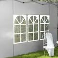 Outsunny Gazebo Side Panels, Sides Replacement with Window for 3x3(m) or 3x4m Pop Up Gazebo, 2 Pack, Grey - 9