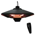 Outsunny Hanging Electric Patio Heater with 2 Power Settings, 1000/2000W Waterproof Ceiling Mounted Aluminium Halogen Infrared Outdoor Heater Warmer with LED Light and Remote Control, Black - 1