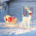 Outsunny Lighted Christmas Reindeer in Sleigh with Gift Boxes - 3