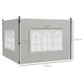 Outsunny Gazebo Side Panels, Sides Replacement with Window for 3x3(m) or 3x6m Gazebo Canopy, 2 Pack, White - 3