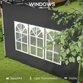 Outsunny Gazebo Side Panels, Sides Replacement with Window for 3x3(m) or 3x4m Pop Up Gazebo, 2 Pack, Black - 6