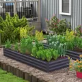 Outsunny Metal Raised Garden Bed Planter Box Outdoor Planters for Growing Flowers, Herbs, Grey, 241x90.5x30cm - 2