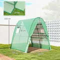 Outsunny Hoop House Greenhouse with Sandbags, Walk-In Tunnel Green House with 2 Doors and Screen Windows, 1.8 x 1.8 x 2m, Green - 3