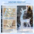 Outsunny Lighted Christmas Reindeer with Sleigh, Outdoor Yard Reindeer with 170 Warm White LED Lights, Holiday Decor with Stakes, Waterproof, Silver - 6