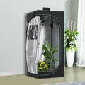 Outsunny Grow Tent Reflective Mylar Hydroponic with Adjustable Vents and Floor Tray for Indoor Plant Growing, 60 x 60 x 140 cm (24.5" x 24.5" x 55") - 2