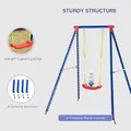 Outsunny Kids Swing Set Toddler Swing Adjustable Rope Heavy Duty A-Frame Stand Outdoor Playset for 3-8 Years Old Blue - 6