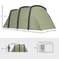 Outsunny Inflatable 3-4 Man Tunnel Tent w/ Air Pump, Living Area & Vestibule, Waterproof Family Camping Air Tent w/ Sewn In Groundsheet & Removable Footprint for Camping, Hiking, Olive Green - 3