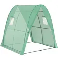 Outsunny Hoop House Greenhouse with Sandbags, Walk-In Tunnel Green House with 2 Doors and Screen Windows, 1.8 x 1.8 x 2m, Green - 1