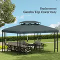 Outsunny Gazebo Roof Replacement, for 3 x 4m Frames - Grey - 7