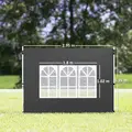 Outsunny Gazebo Side Panels, Sides Replacement with Window for 3x3(m) or 3x4m Pop Up Gazebo, 2 Pack, Black - 3