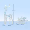 Outsunny Lighted Christmas Reindeer with Sleigh, Outdoor Yard Reindeer with 170 Warm White LED Lights, Holiday Decor with Stakes, Waterproof, Silver - 3