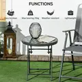 Outsunny Φ45cm Garden Side Table, Outdoor Round Folding Patio Table with Imitation Marble Glass Top, Small Coffee Table, Black and White - 5