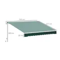 Outsunny Manual Retractable Awning, 2.5x2 m-Dark Green - 3