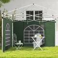 Outsunny Gazebo Side Panels, 2 Pack Sides Replacement, for 3x3(m) or 3x6m Pop Up Gazebo, with Windows and Doors, Green - 8