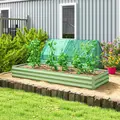 Outsunny Metal Raised Garden Bed Planter Box Outdoor Planters for Growing Flowers, Herbs, Green, Light Green - 2