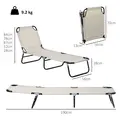 Outsunny Garden Sun Lounger, with Five-Position Back - Cream White - 3