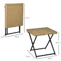 Outsunny Garden Small Folding Square Rattan Coffee Table Bistro Balcony Outdoor Wicker Weave Side Table 40Hx40Lx40Wcm, Natural - 3