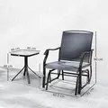 Outsunny Glider Rocking Chair & Table Set 2 Single Seaters Rocker Garden Swing Chair Patio Furniture Bistro Set Grey - 3